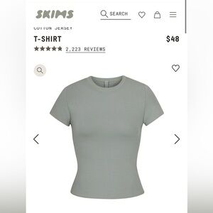 Skims cotton jersey T-shirt mineral never worn size XS